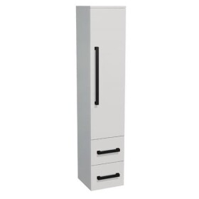 Koupelnová skříňka vysoká s černou úchytkou SAT Cube Way 35x163x33 cm bílá lesk lesk/mat CUBE3CV35BL CUBE3CV35BL