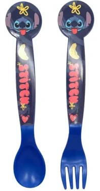 STOR Dětský příbor Stitch / Lžička a vidlička / 2 ks / Plast / Bez BPA (75017)