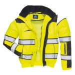 Portwest Bunda Hi-Vis bomber Classic C466 odepínatelné rukávy a kapuce reflexní POR-C466YBR Žluto-černá