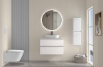 CERANO - Koupelnová skříňka Velora - bílá matná, úchytka černá + deska pod umyvadlo Navira Slim - 18 mm - 80x54,8x46,5 CER-664723