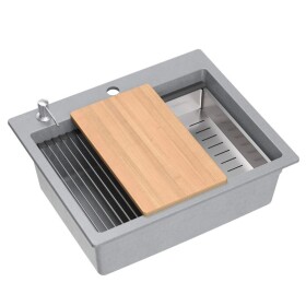 Quadron - Granitový dřez KURT 110 WORKSTATION Grey Metallic ZLE-09004