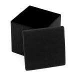 Taburet s úložným prostorem, černá manšestrová látka