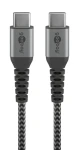 Goobay 49302 šedá/stříbrná / Textilní kabel / USB-C - USB-C / opletení / kovové konektory / 1 m (49302)