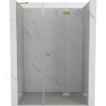 MEXEN/S - Lunar-F skládací sprchové dveře pravé 150, transparent, zlatá kartáčovaná 836S-150-050-55-00-P
