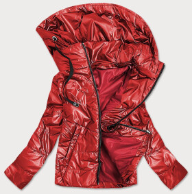 Červená lesklá dámská bunda kapucí model 16148058 Červená S'WEST