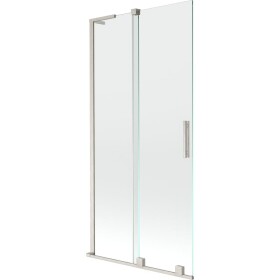 MEXEN/S - Velar L dvoukřídlá posuvná vanová zástěna 95 x 150, transparent, nikl kartáčovaný 896-095-003-01-97
