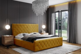 FRONTI Postel MODEL 01 200x200 hořčicová - MAGIC VELVET 2290