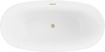 MEXEN/S - Eris volně stojící vana 180 x 95, bílá, sifon a přepad zlatá kartáčovaná 53441809500-55