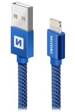 Swissten 71523208 USB 2.0 typ A na Lightning, USB 2.0, zástrčka A - zástrčka Lightning, opletený, 1,2m, modrý