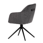 Židle jídelní a konferenční, tmavě šedá látka, černé kovové nohy, otočná P90°+ L 90° s vratným mechanismem - funkce rese