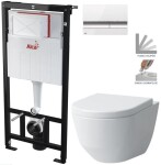 ALCADRAIN Sádromodul - předstěnový instalační systém s bílým/ chrom tlačítkem M1720-1 + WC LAUFEN PRO + SEDÁTKO AM101/1120 M1720-1 LP3