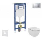 GEBERIT - Duofix Set předstěnové instalace, klozetu a sedátka Ideal Standard Tesi, tlačítka Sigma30, Aquablade, SoftClose, matný chrom/chrom SANI11CD2112