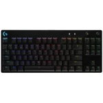 Logitech G PRO černá / Herní klávesnice / UK layout / kabel USB-A / RGB Lightsync / bez num. kláves / GX Blue Clicky (920-009426)