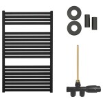 CERANO Koupelnový radiátorový set Vincenzo - ústřední vytápění - boční jednobodové připojení - 400W - černá matná - 970x600 mm