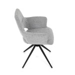 Židle jídelní, šedá látka, 360° vratný mechanismus, černý kov