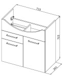 HOPA - Skříňka s umyvadlem RINO 75/85 - Rozměr A - 67.5 cm, Rozměr B - 34.1 cm, Rozměr C - 71.5 cm OLNRINO275+OLKE6075