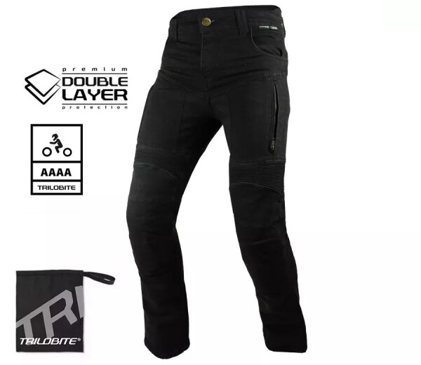 Pánské kalhoty Trilobite Parado doublelayer Aaaa slim fit men jeans black level 2 (zkrácené) - 46 / černá