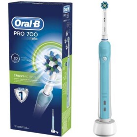 Oral-B Pro 700 CrossAction bílo-modrá / elektrický rotační zubní kartáček / časovač (4210201124092)