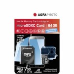 AgfaPhoto MicroSDXC 64GB + Adaptér / R:100 MB/s / W:50 MB/s / Class V30 (10582A1)