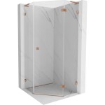 MEXEN/S - Lunar L sprchový kout pětiboký křídlový pravá 80 x 80, transparent, měď kartáčovaná 831L-080P-080L-65-00-P