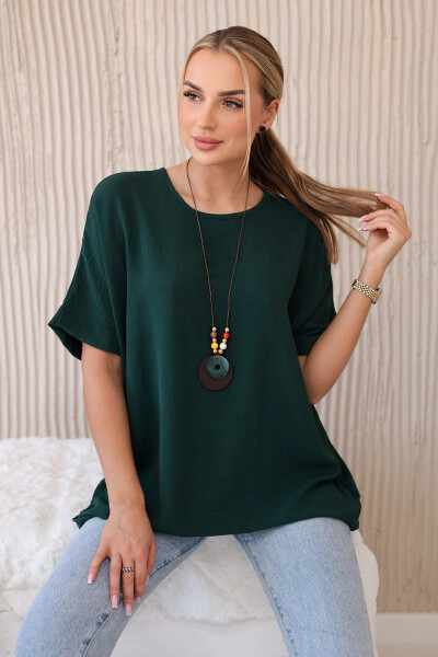 Oversized halenka s přívěskem tmavě zelená UNI