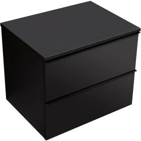 CERANO Koupelnová skříňka Velora - černá matná, úchytka černá + deska pod umyvadlo Navira Slim - 18 mm - 60x54,8x46,5 cm