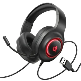 QCY V200 Pro černá / Herní sluchátka / 7.1 Surround Sound / Odnímatelný mikrofon / Drátová