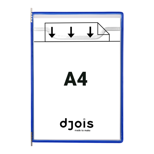 Djois závěsný rámečeks kapsou, velkoobjemový - Fold´up, A4, otevřený shora, modrý, 5 ks