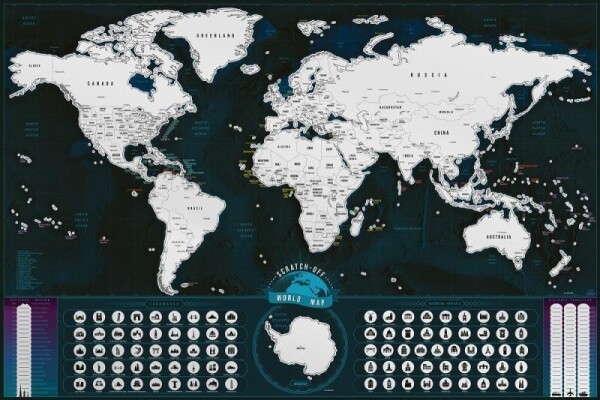 Stírací mapa světa EN - silver classic XXL