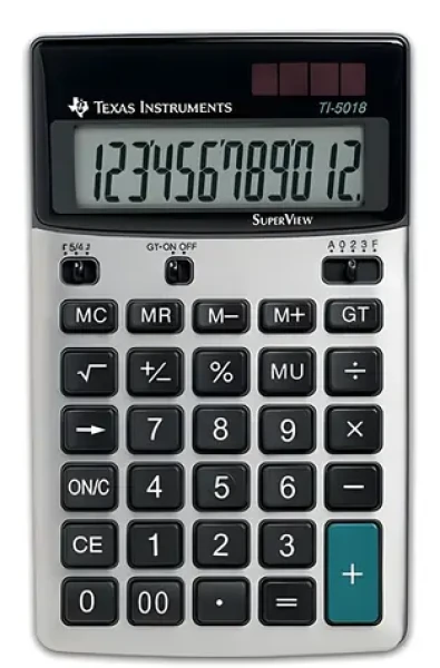 Texas Instruments TI-5018 SV / Stolní kalkulačka / solární a bateriové napájení (83-TI5018SV)