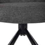 Židle jídelní, šedá látka a tmavě šedá látka v dekoru vintage kůže, černý kov, otočná P90°+ L90° s vratným mechanismem -