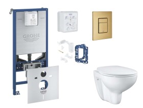 GROHE - Rapid SLX Set předstěnové instalace, klozetu, sedátka SoftClose, tlačítka Skate Cosmopolitan a sady pro vhazování tablet, kartáčovaný Cool Sunrise SANI11BB4141