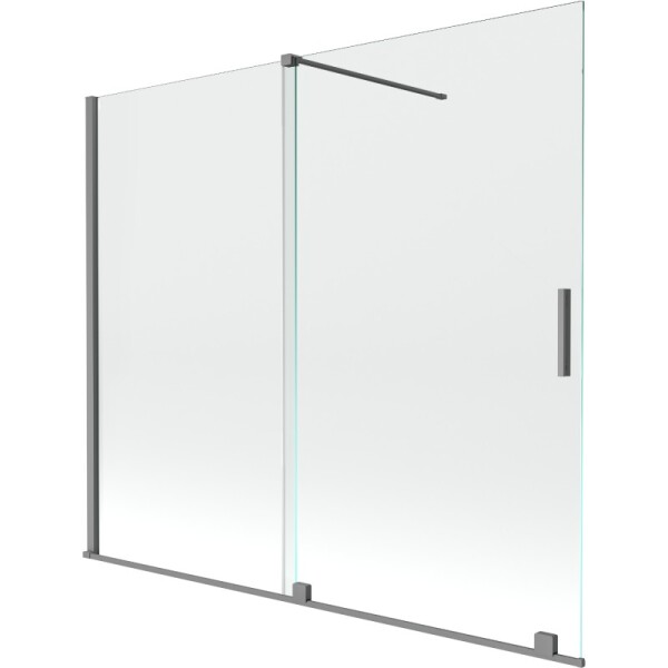 MEXEN/S - Velar dvoukřídlá posuvná vanová zástěna 180 x 150, transparent, grafit metal 896-180-000-01-95