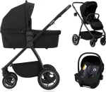 LIONELO Kočárek Meril 3v1 Black Onyx / Hluboký, sportovní kočárek a autosedačka / Terénní PU kola / Hliníkový rám (LO-MERIL 3IN1 BLACK ONYX)