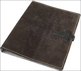 Kožený šanon - kůže hnědá tmavá semiš