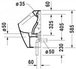 DURAVIT - ME by Starck Pisoár, zadní přívod vody, Rimless, s HygieneGlaze, bílá 2809302000