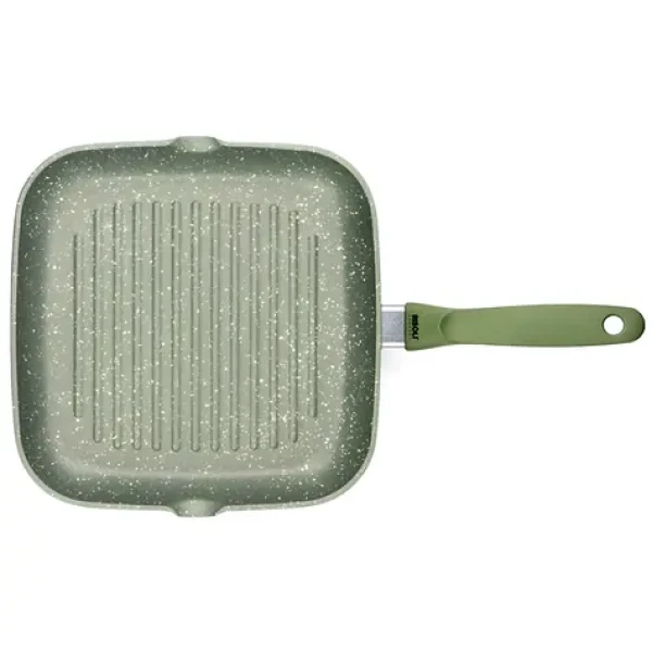 Risoli DR GREEN 26x26 cm zelená / Grilovací pánev / Litý hliník 7,2 mm / Green Stone® povrch (0094BDRIN/26)