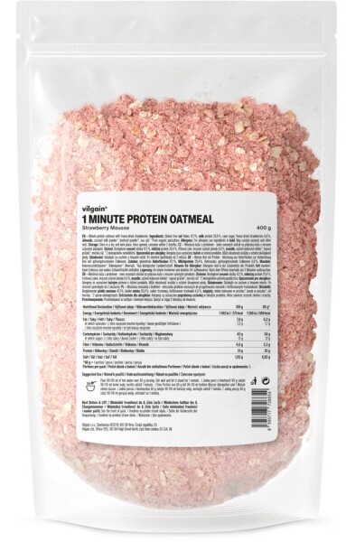Vilgain Minutová proteinová ovesná kaše – 3× jahodový mousse 400 g