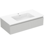 MEXEN/S - Rivel koupelnová skříňka 90 cm s umyvadlem Otis, 1 šuplík, reliéf , šedá mat/bílá mat 91A20-09023-1-BF62-W18M01