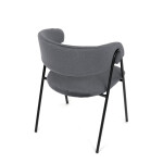 Židle jidelní, šedá látka, černá kovová noha