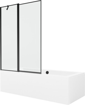 MEXEN/S - Cube obdélníková vana 180 x 80 cm s panelem+ vanová zástěna 120 cm, černá vzor 550518080X9412117070