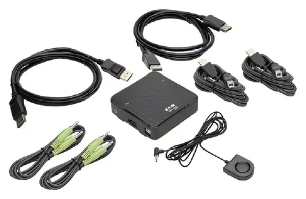 Eaton B004-DP2UA2-K černá / KVM přepínač / 2x DisplayPort / 4K 60Hz / USB Hub / Audio (B004-DP2UA2-K)