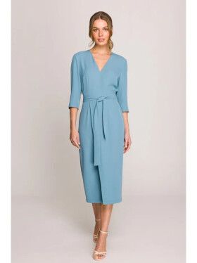 Šaty S396 zavazovací tyrkysově modré - Stylove M