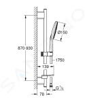 GROHE - Rainshower SmartActive Sada sprchové hlavice 150 9,5 l/min, 3 proudy, tyče 900 mm a hadice, měsíční bílá 26594LS0