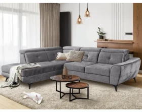 Rohová sedací souprava Sergio, kouřově šedá látka, levý roh