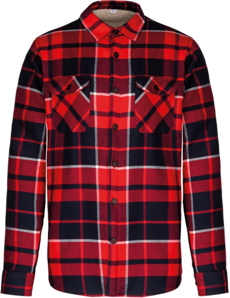 Kariban K 579 Flanelová košile s sherpa fleecovou podšívkou 20.K579 red/navy XXL