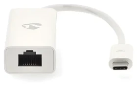 Nedis CCGB64950WT02 bílá / Síťový adaptér / USB-C / RJ45 / USB 3.2 Gen 1 / 1000 Mbps / 0,20 m (CCGB64950WT02)