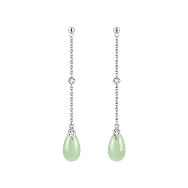 Stříbrné náušnice Huan - chalcedon, stříbro 925/1000, Stříbrná