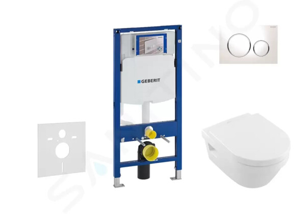 GEBERIT - Duofix Set předstěnové instalace, klozetu a sedátka Villeroy & Boch, tlačítka Sigma20, DirectFlush, SoftClose, CeramicPlus, bílá/chrom 111.300.00.5 NB4