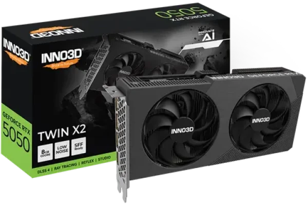 Inno3D GeForce RTX 5050 TWIN X2 8GB / 2572MHz / 8GB GDDR6 / 128-bit / 1x HDMI + 3x DP / 550W (8) (N50502-08D6-174071N)